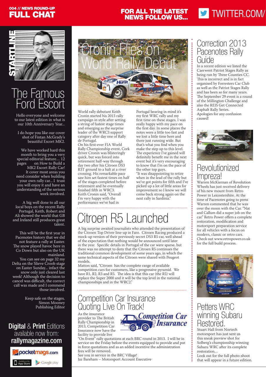 Pacenotes Rally magazine Preview Pages