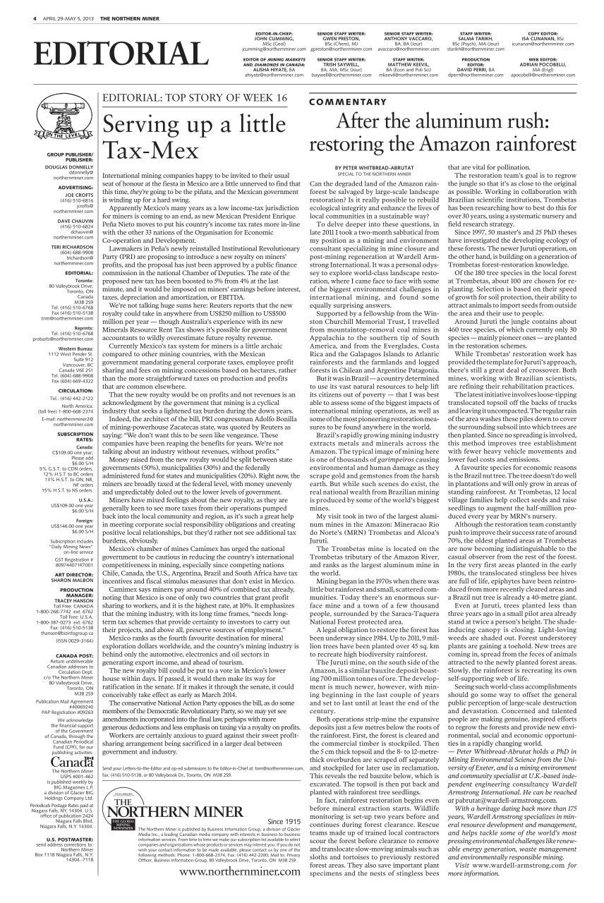 The Northern Miner Preview Pages