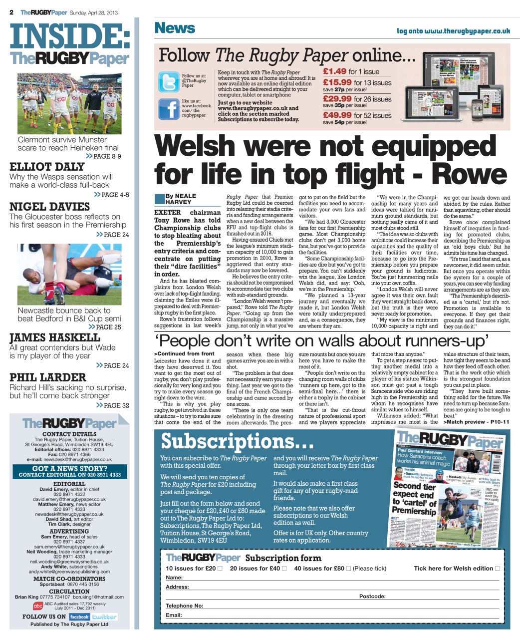 The Rugby Paper Preview Pages