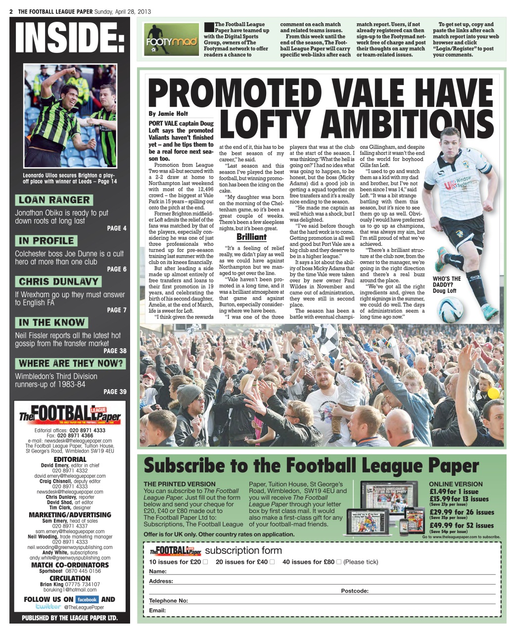 The Football League Paper Preview Pages