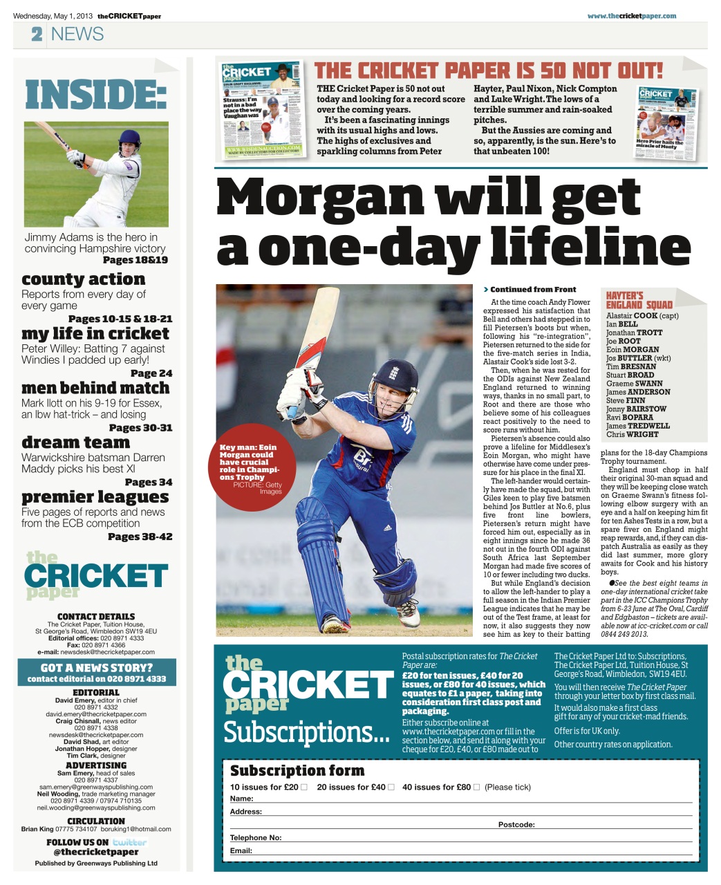 The Cricket Paper Preview Pages