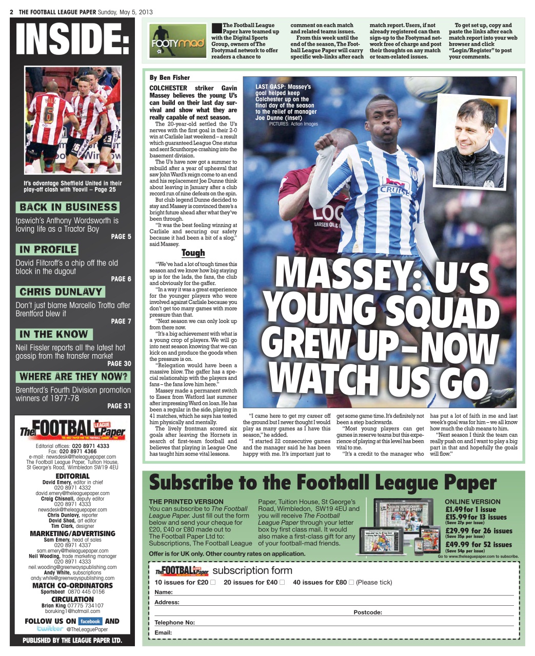The Football League Paper Preview Pages