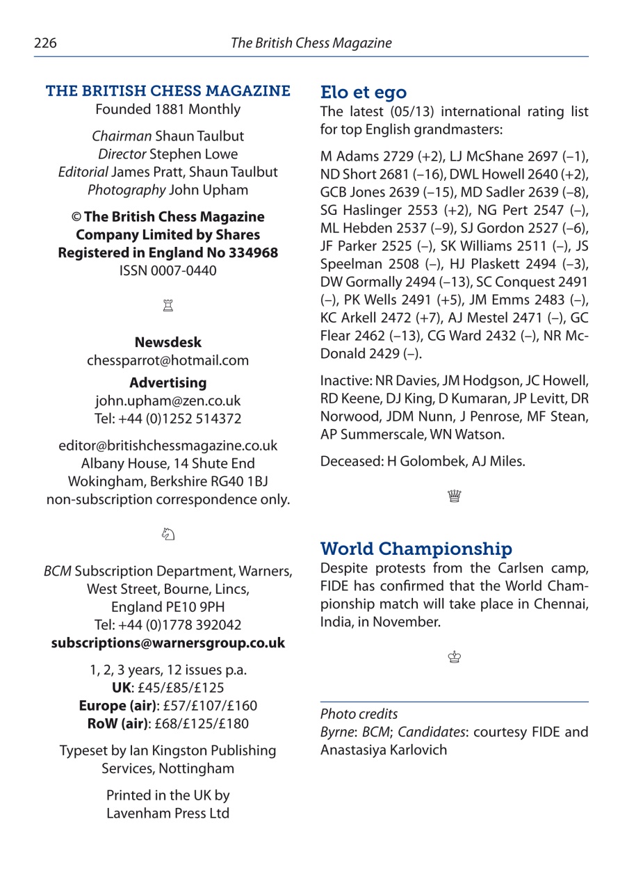 British Chess Magazine Preview Pages