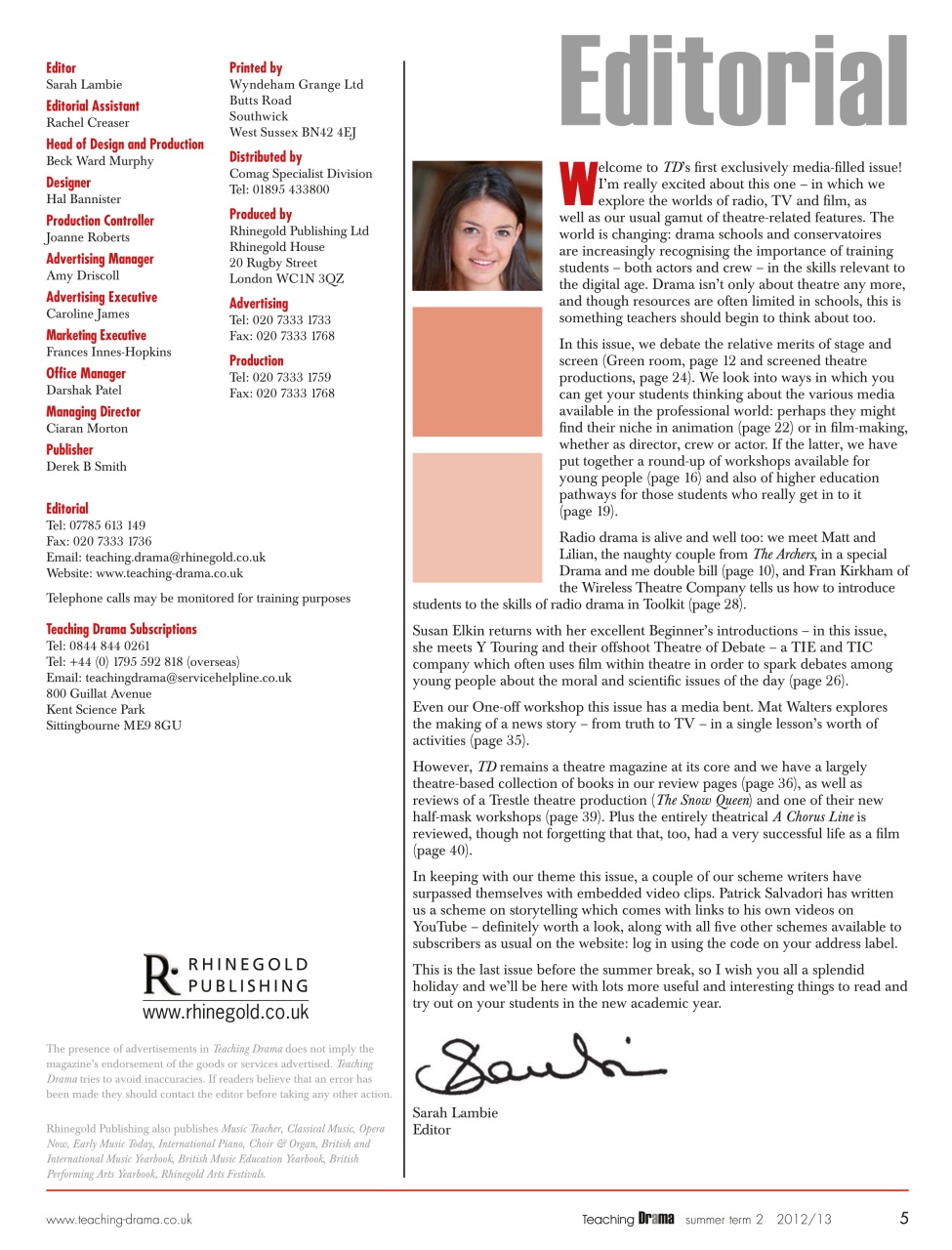 Drama and Theatre Preview Pages