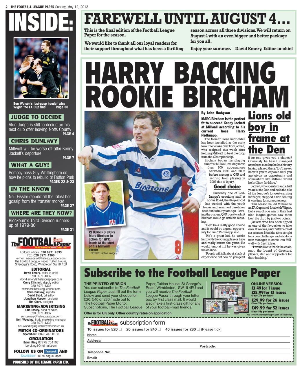 The Football League Paper Preview Pages