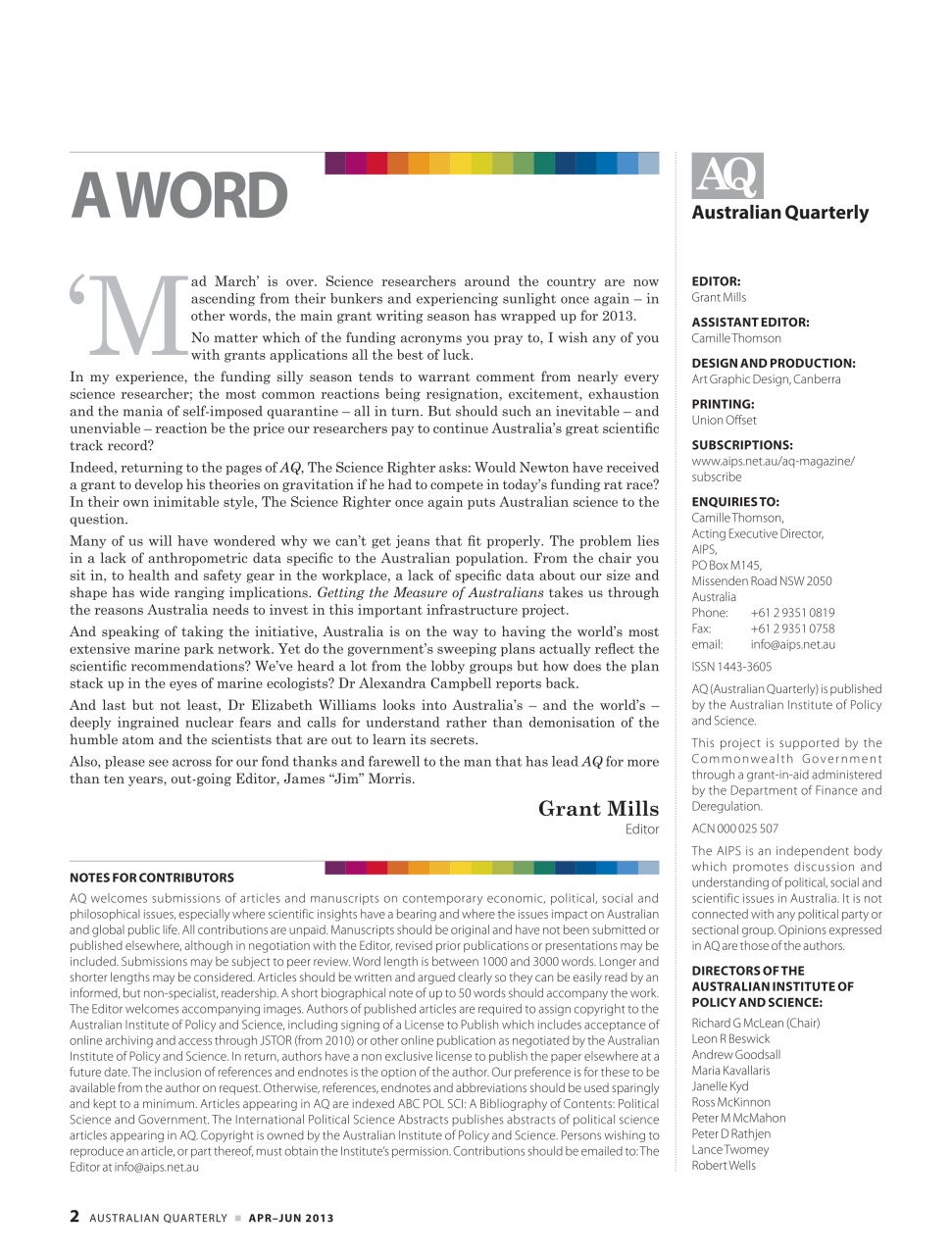 AQ: Australian Quarterly Preview Pages