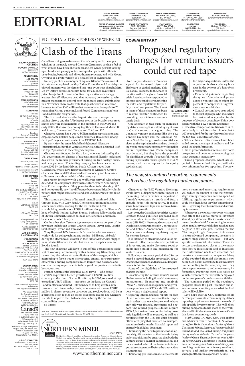 The Northern Miner Preview Pages