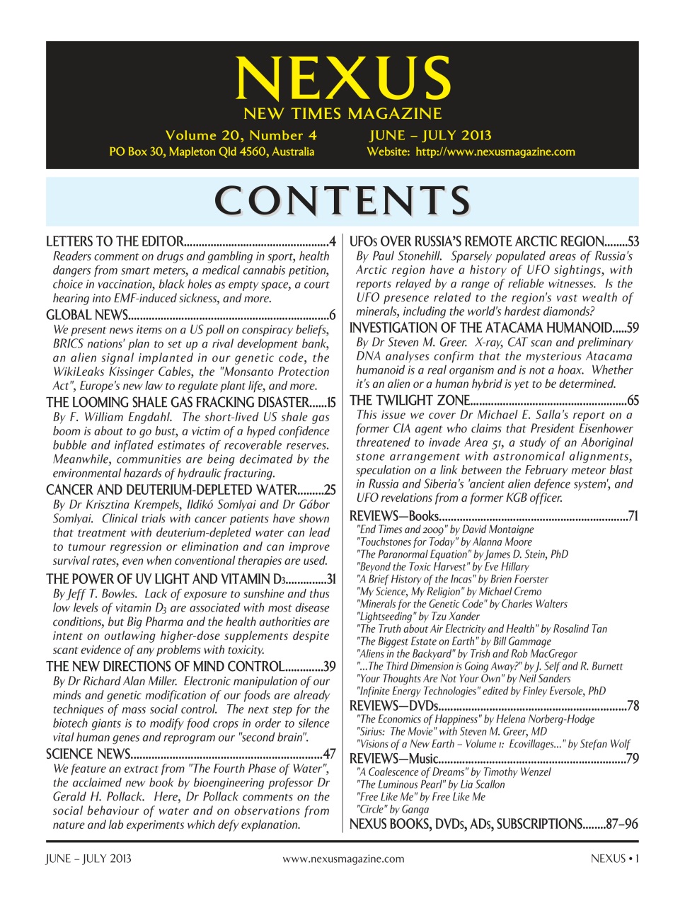 Nexus Magazine Preview Pages