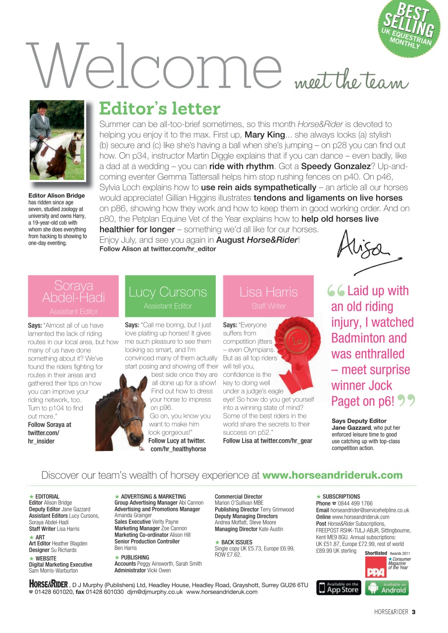 Horse&Rider Magazine - UK equestrian magazine for Horse and Rider Preview Pages