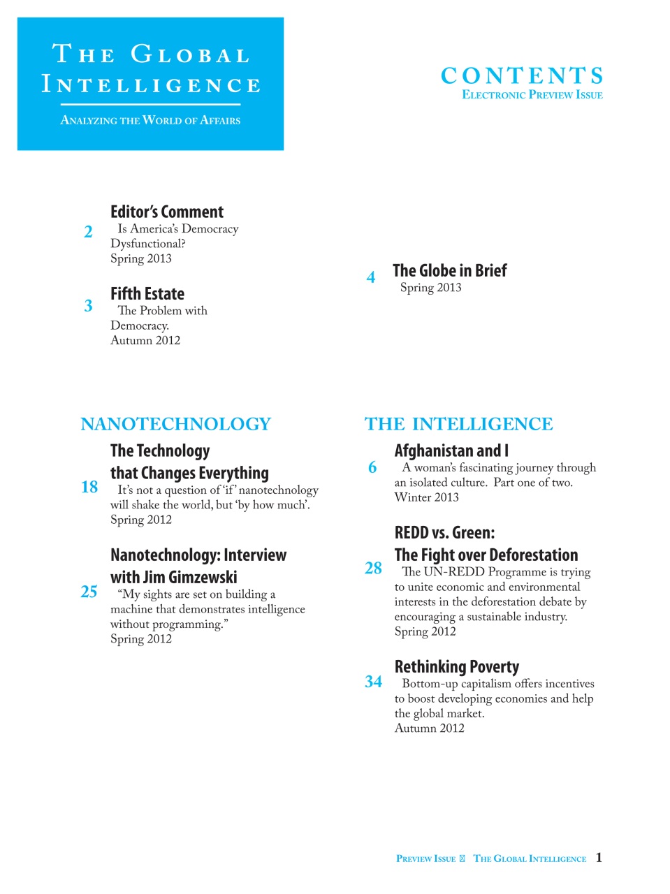 The Global Intelligence Preview Pages