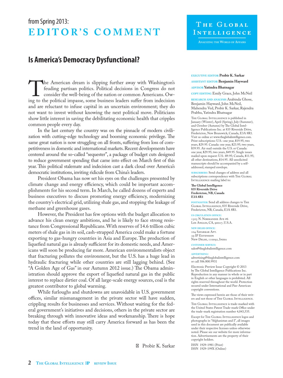 The Global Intelligence Preview Pages