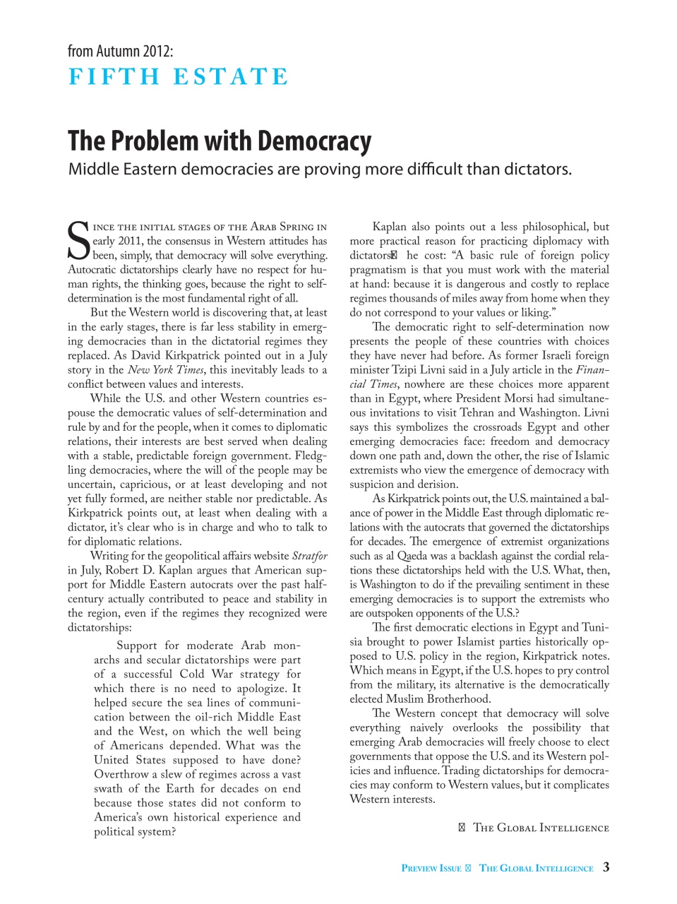 The Global Intelligence Preview Pages