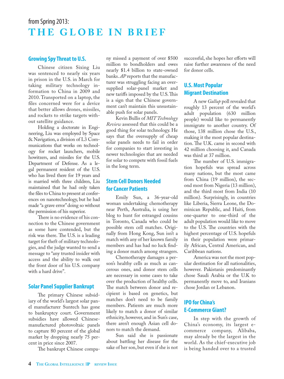 The Global Intelligence Preview Pages