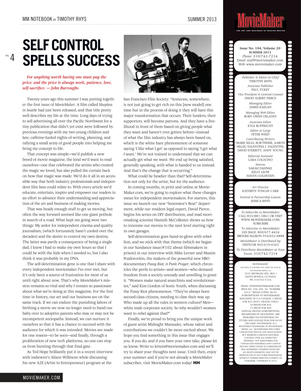 MovieMaker Magazine Preview Pages