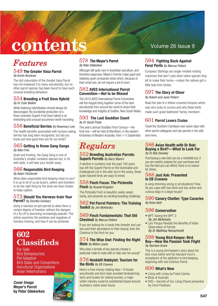 Australian Birdkeeper Magazine Preview Pages