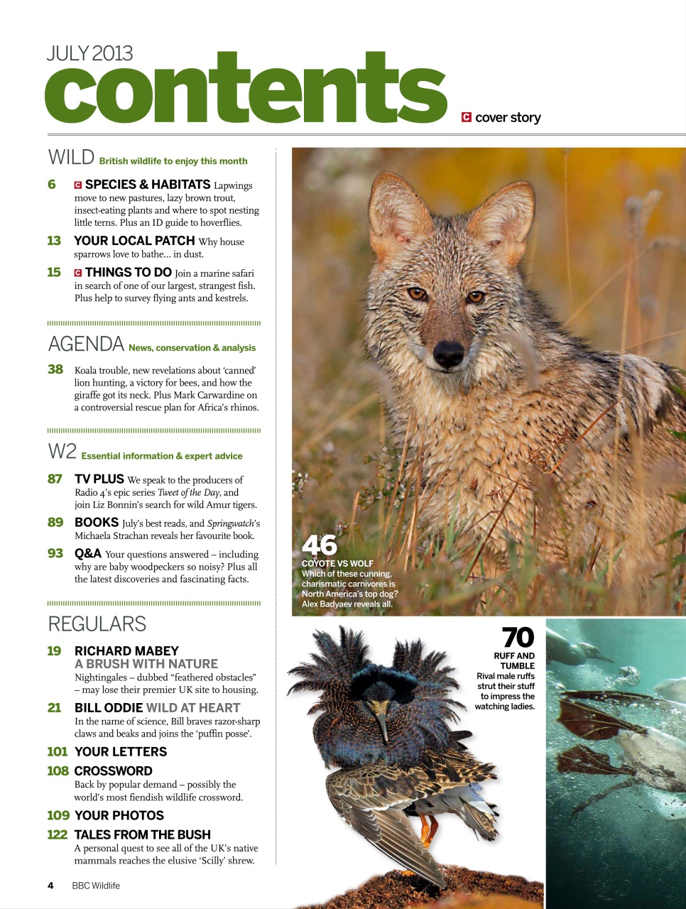 BBC Wildlife Magazine Preview Pages