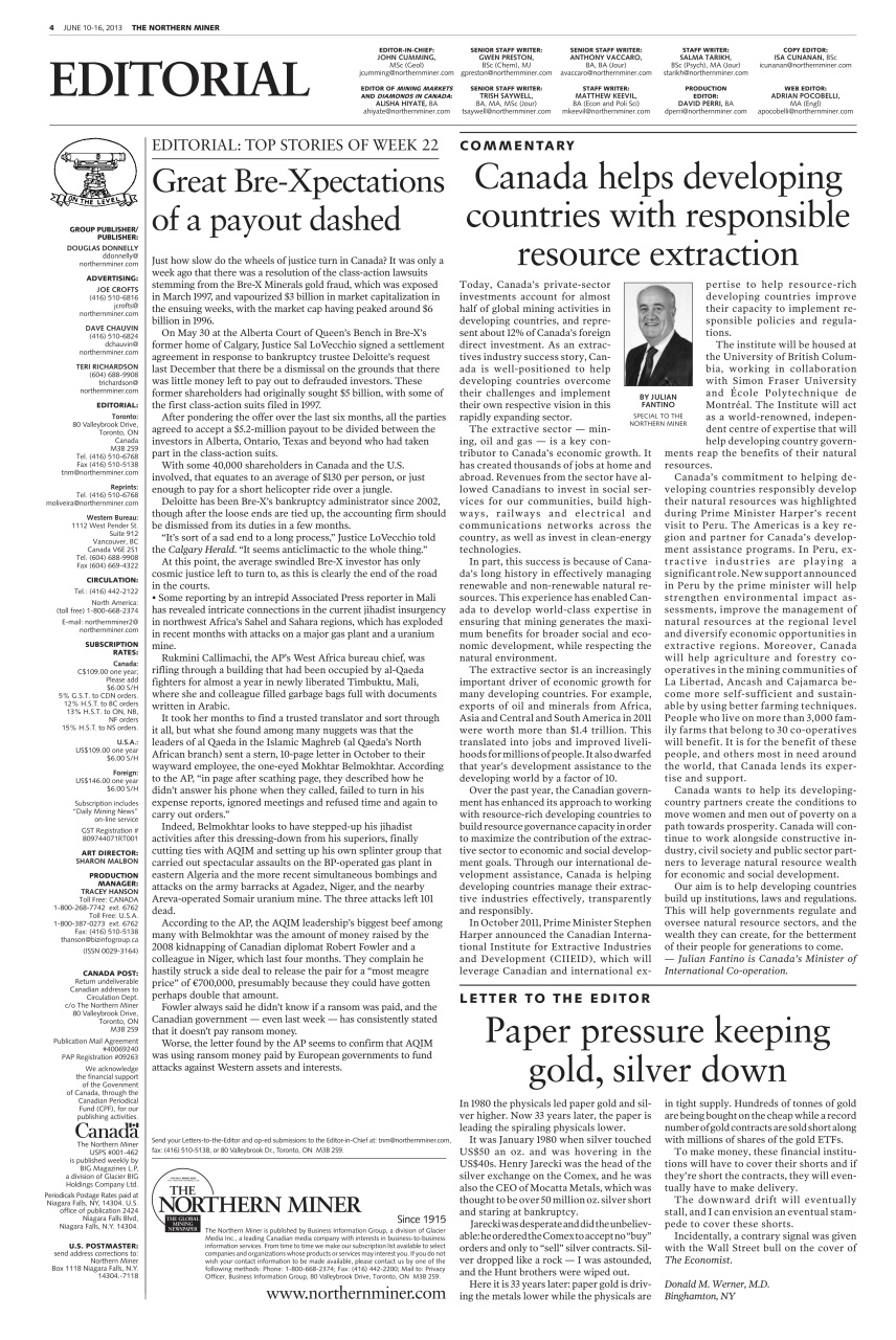 The Northern Miner Preview Pages