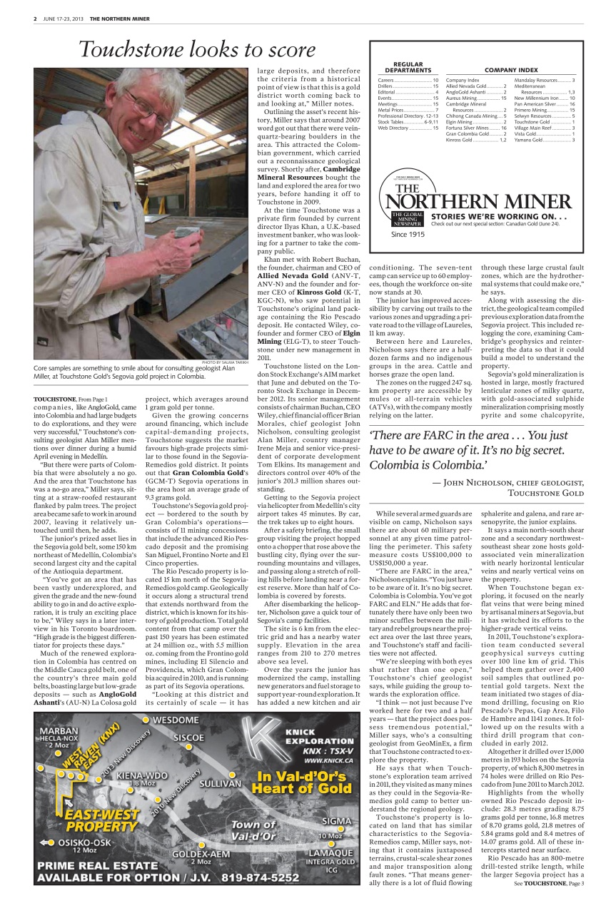 The Northern Miner Preview Pages