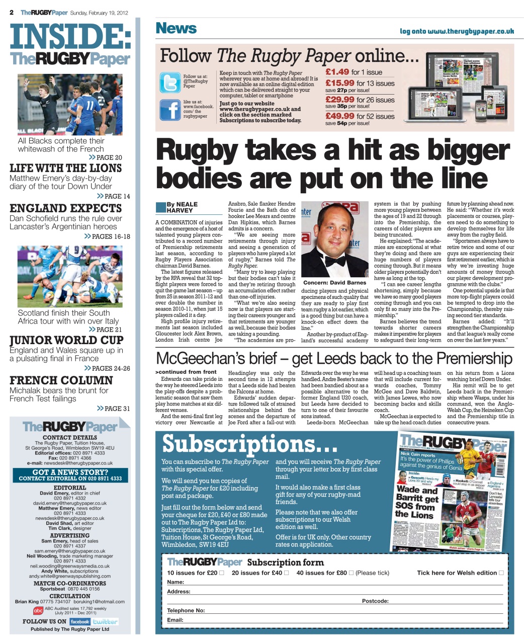 The Rugby Paper Preview Pages
