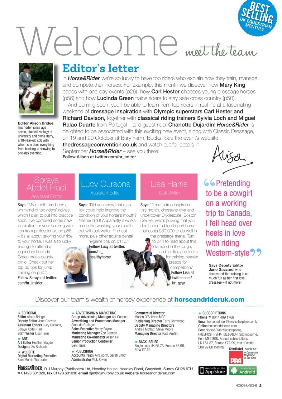 Horse&Rider Magazine - UK equestrian magazine for Horse and Rider Preview Pages