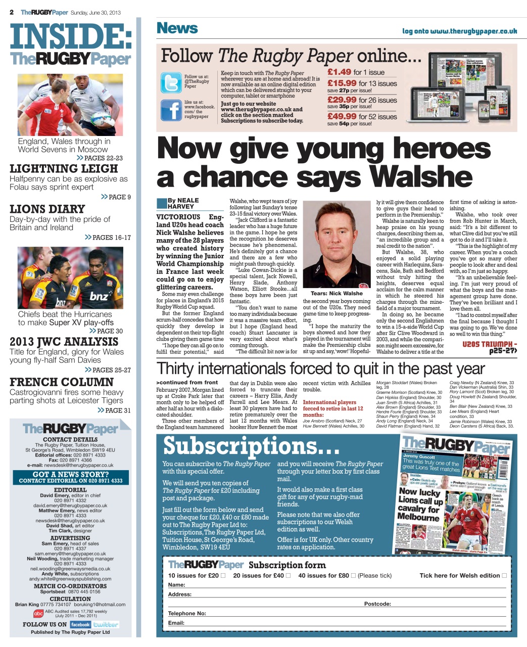 The Rugby Paper Preview Pages