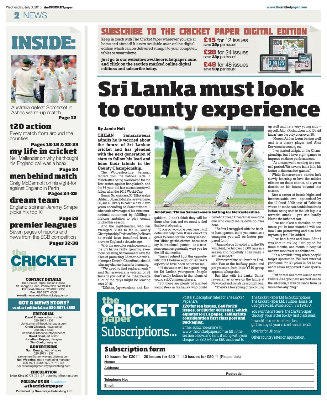 The Cricket Paper Preview Pages