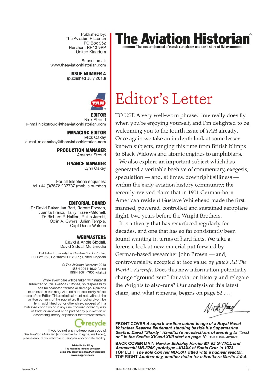 The Aviation Historian Magazine Preview Pages