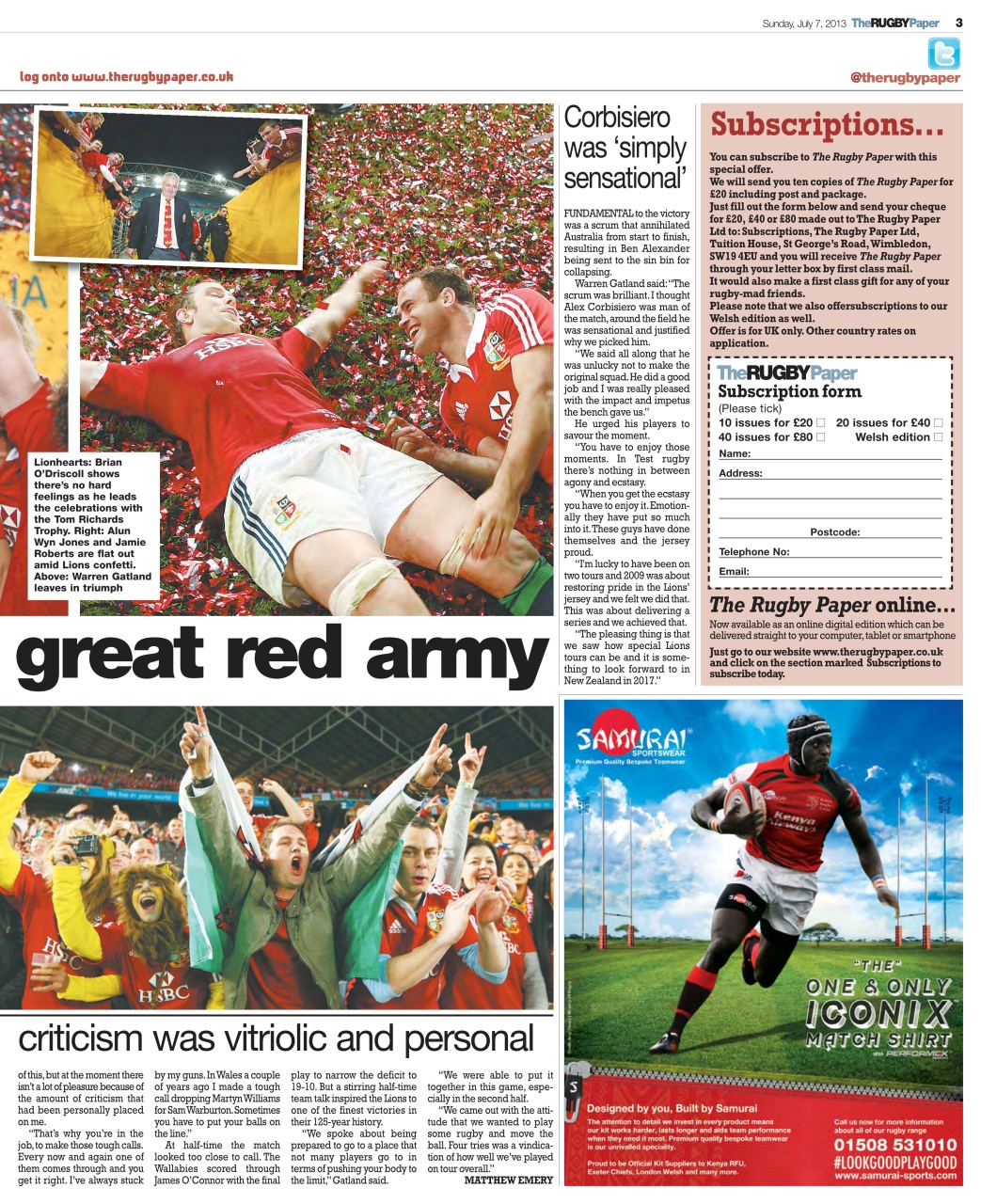 The Rugby Paper Preview Pages