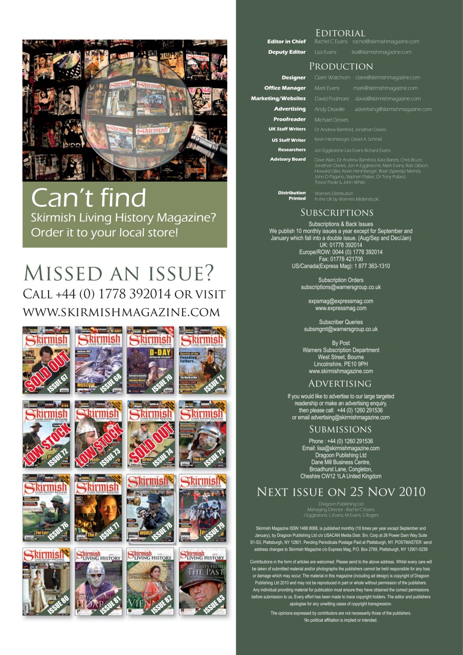 Skirmish Living History Preview Pages