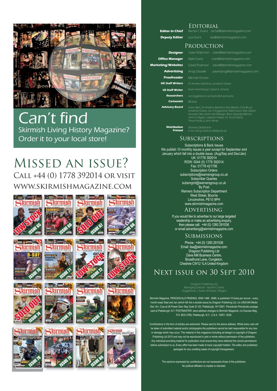 Skirmish Living History Preview Pages