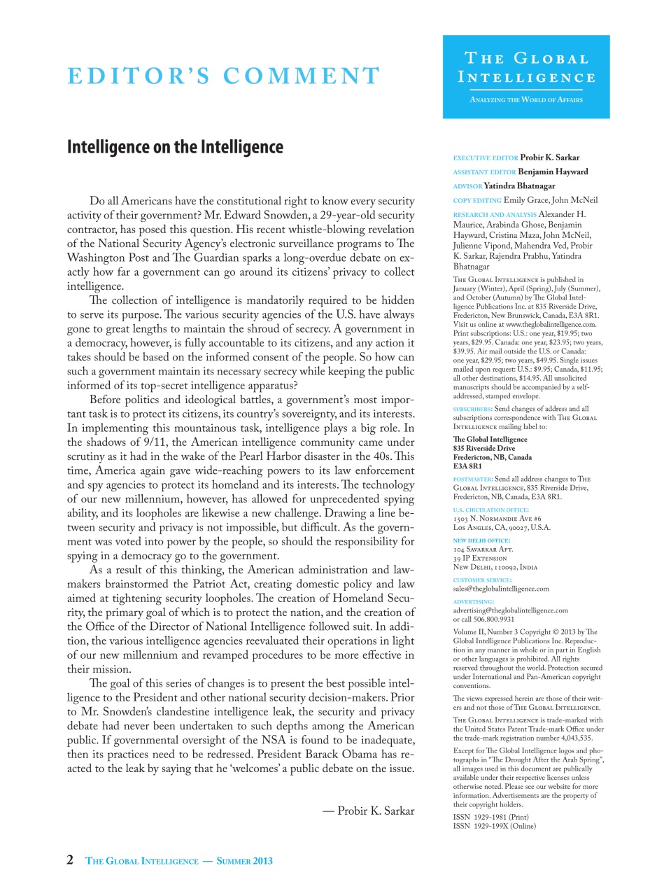 The Global Intelligence Preview Pages