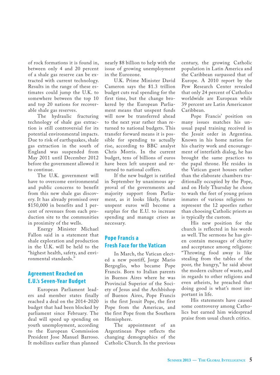 The Global Intelligence Preview Pages