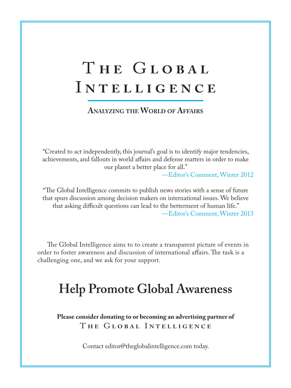 The Global Intelligence Preview Pages