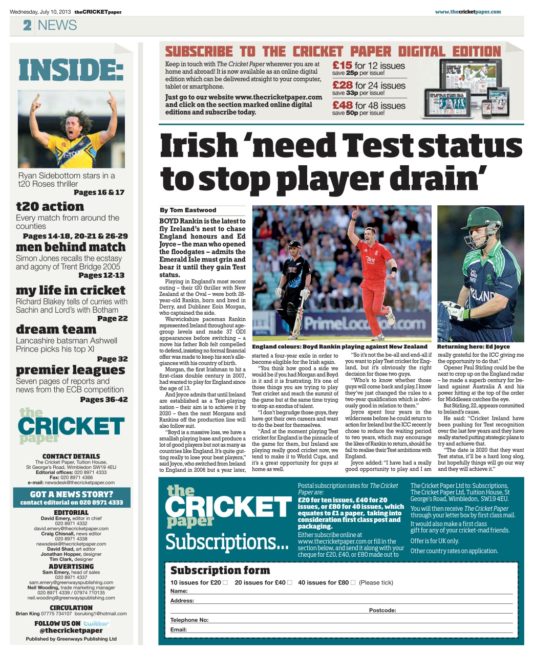 The Cricket Paper Preview Pages