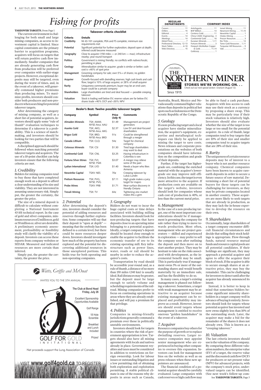 The Northern Miner Preview Pages