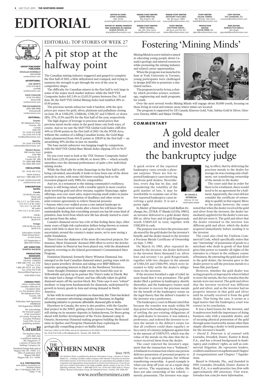 The Northern Miner Preview Pages