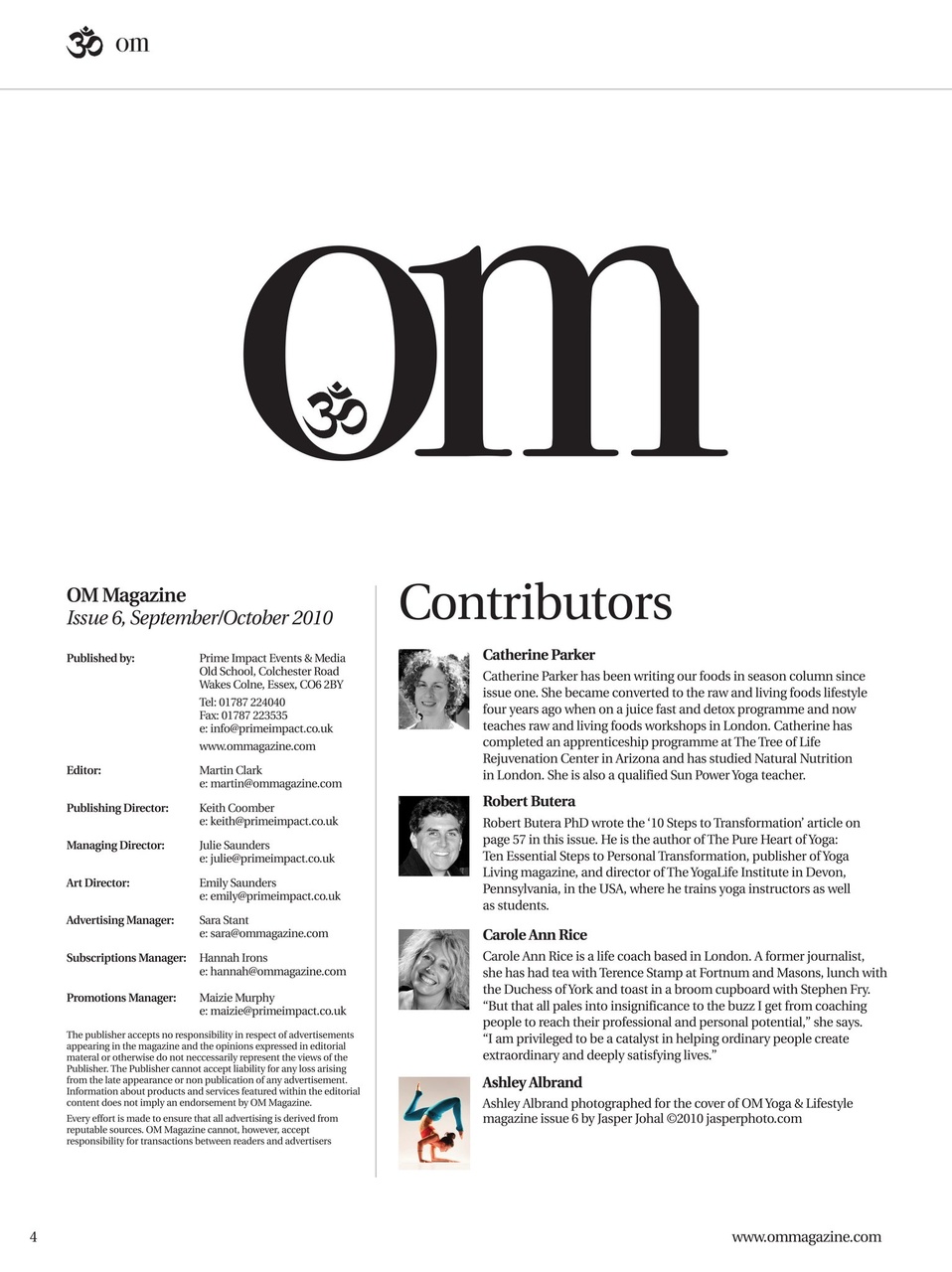 OM Yoga Magazine Preview Pages