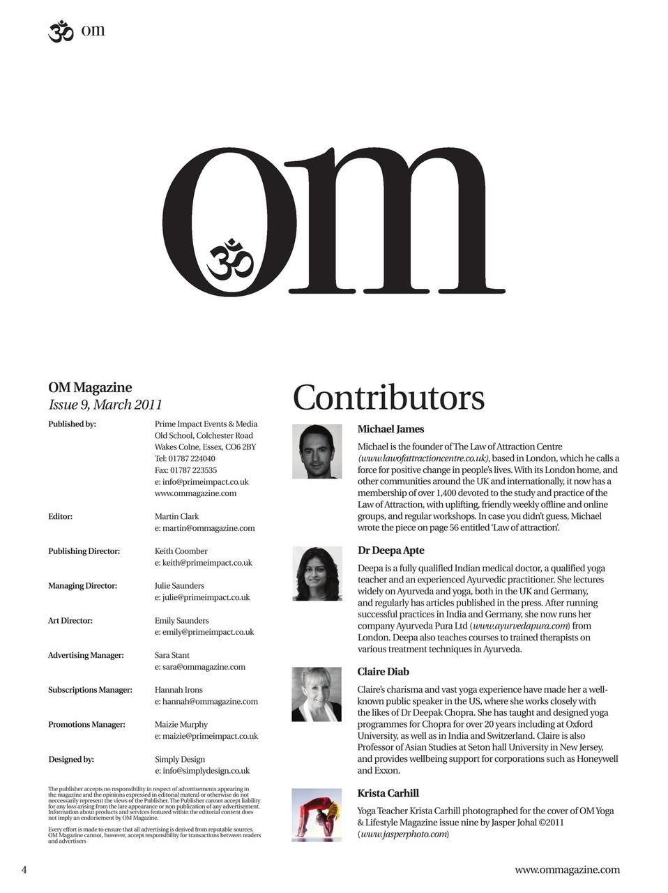 OM Yoga Magazine Preview Pages