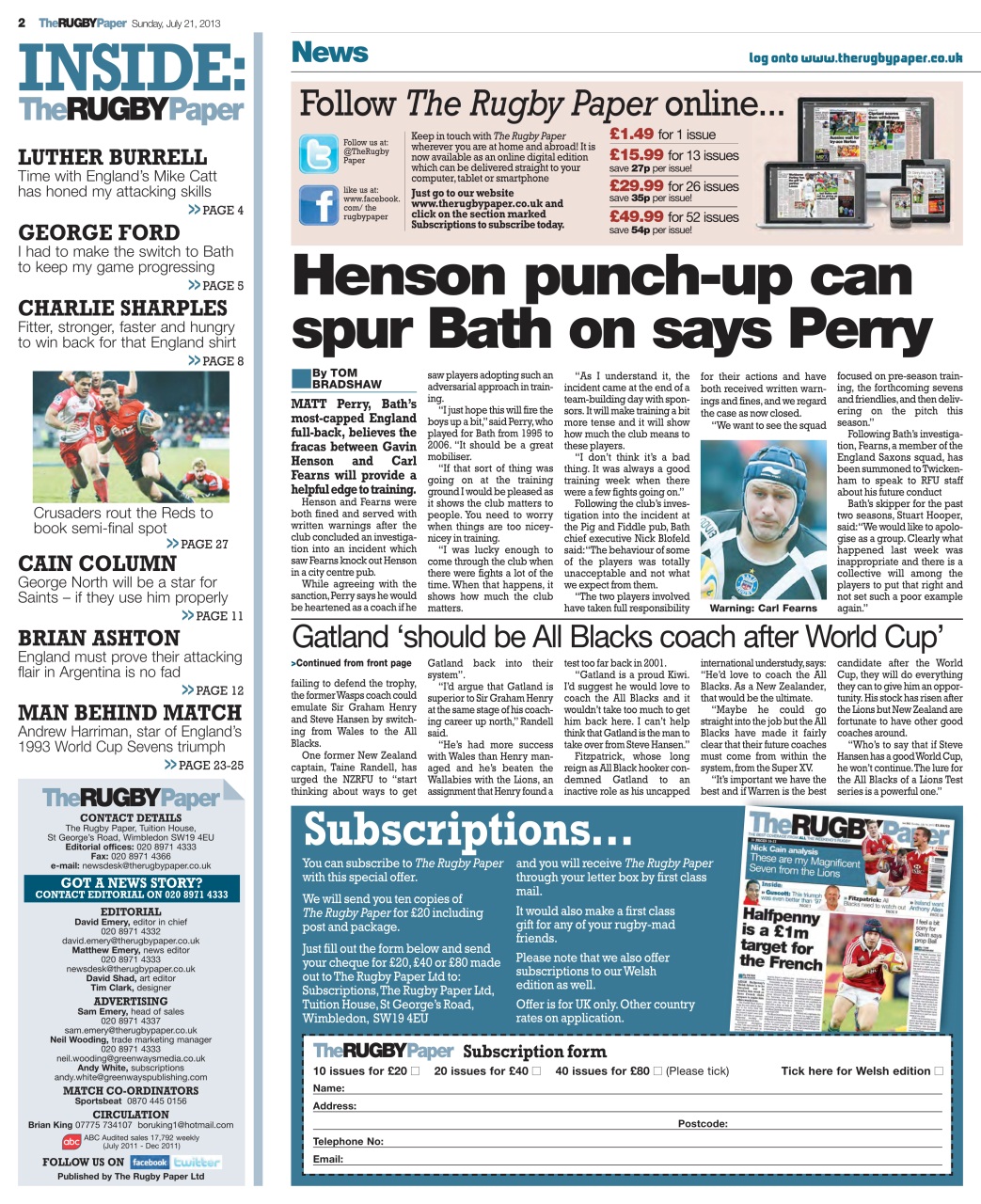 The Rugby Paper Preview Pages