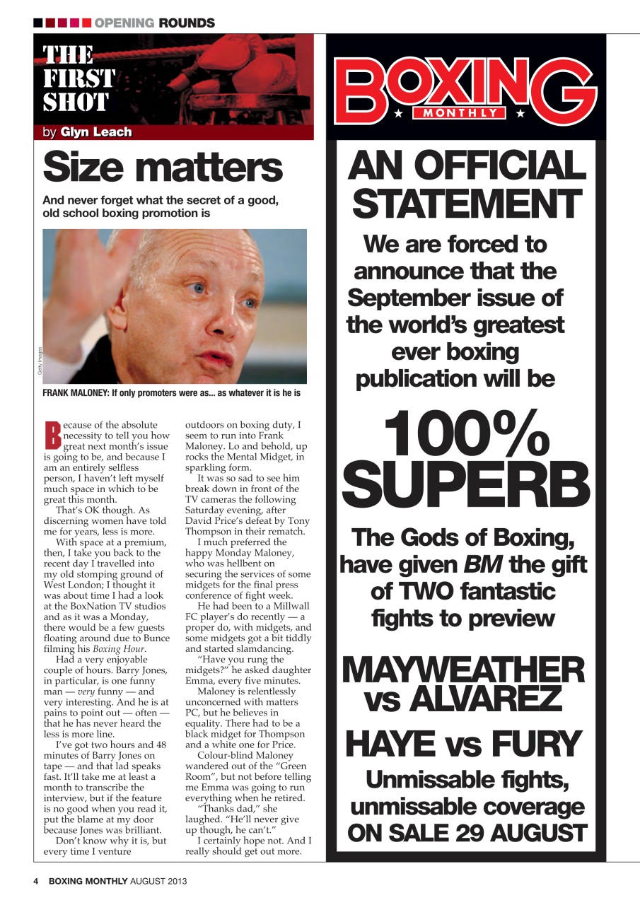 Boxing Monthly Preview Pages