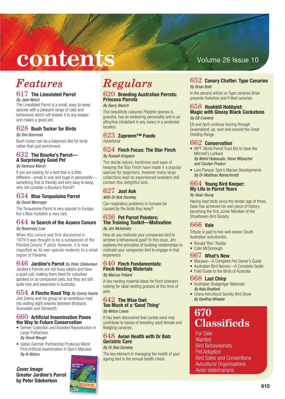 Australian Birdkeeper Magazine Preview Pages