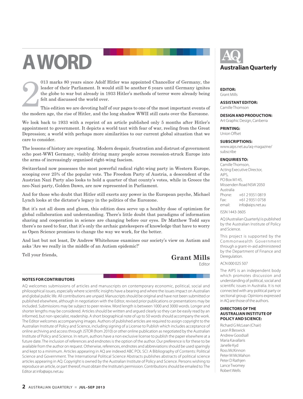 AQ: Australian Quarterly Preview Pages