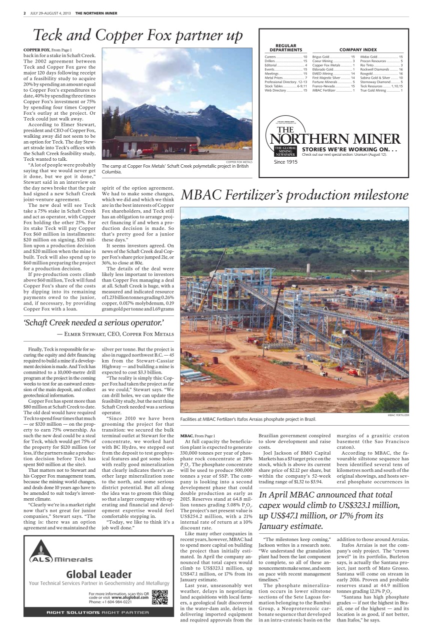 The Northern Miner Preview Pages