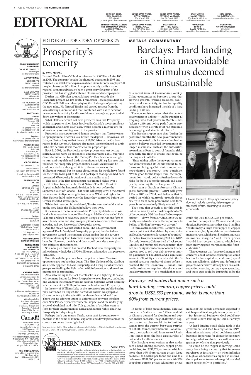 The Northern Miner Preview Pages