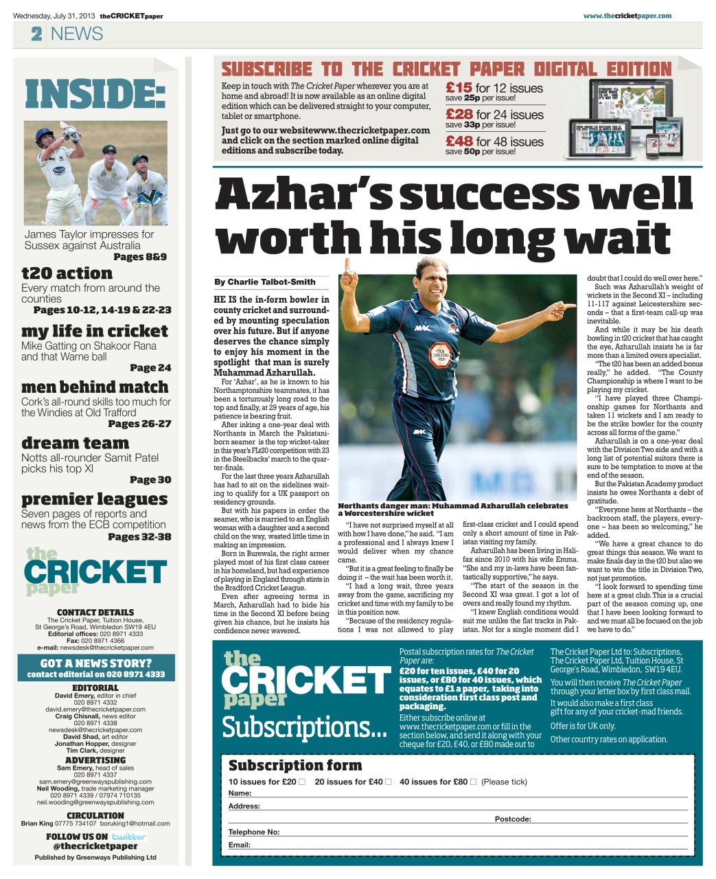 The Cricket Paper Preview Pages