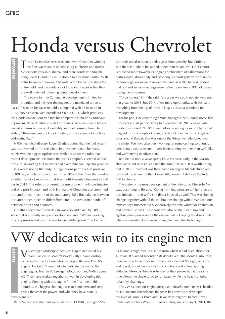 Race Engine Technology Preview Pages