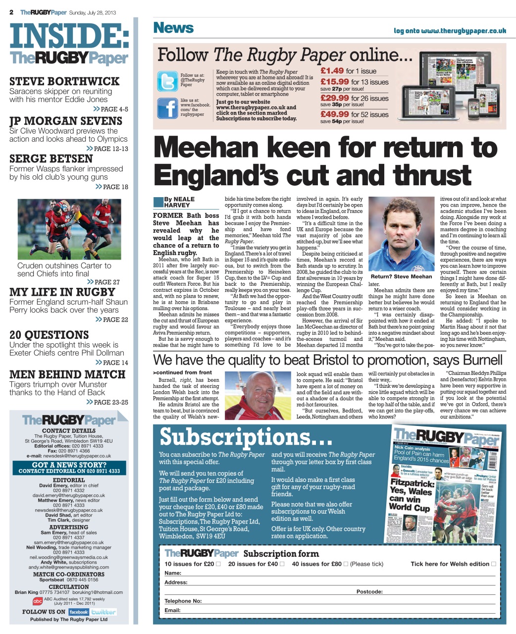 The Rugby Paper Preview Pages