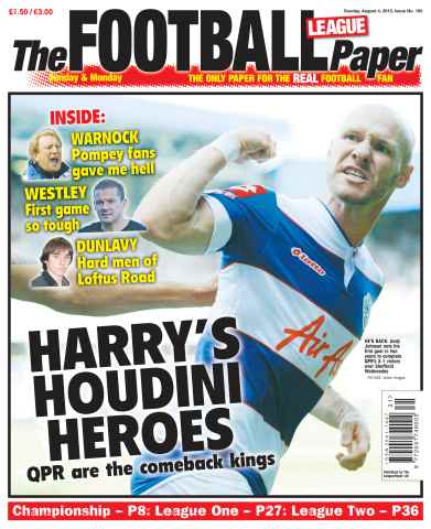 The Football League Paper issue Sunday 5th August 2013