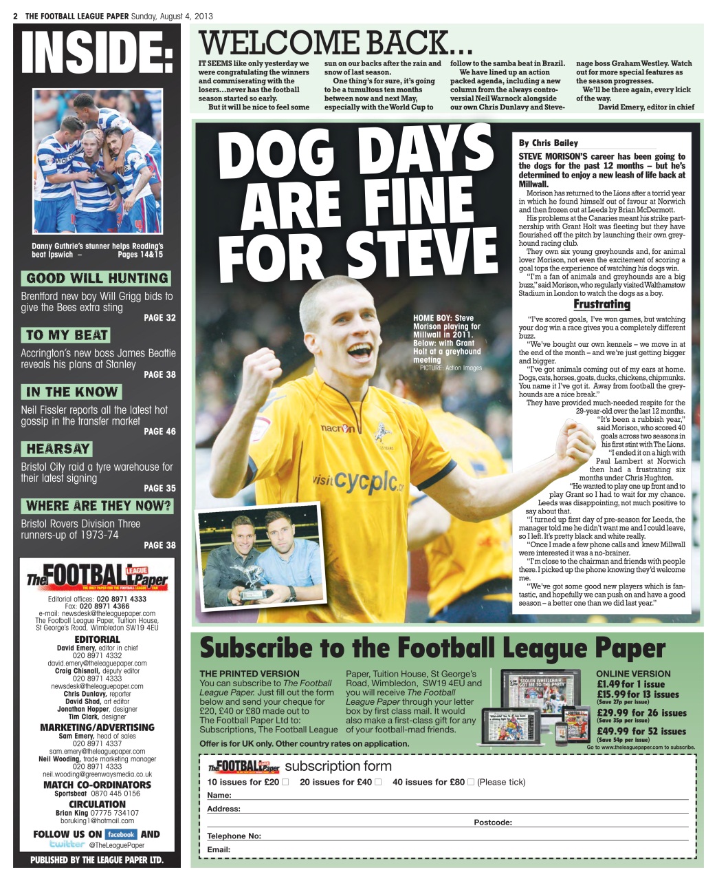 The Football League Paper Preview Pages