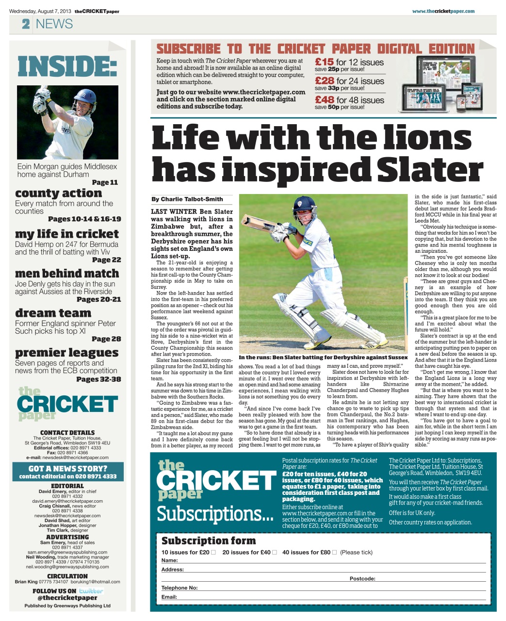 The Cricket Paper Preview Pages
